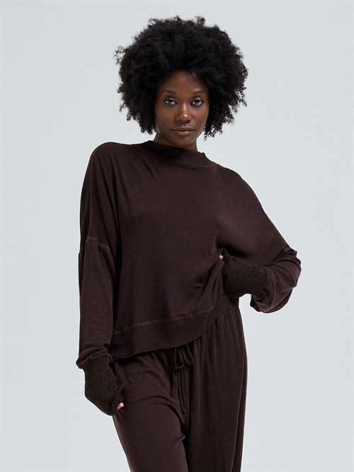 SEAMLESS BASIC ONE SIZE WOOLEN SPORTY SWEAT DARK BROWN